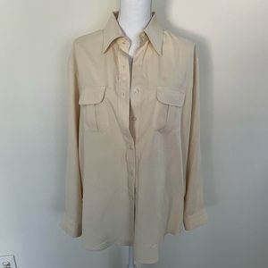 Vintage Eddie Bauer 100% silk cream button-down blouse - Size L